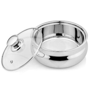 Stainless Steel Big Bowl With Glass Lid