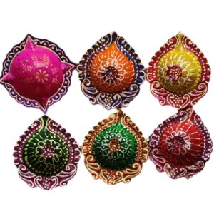Multi Colour Mitti Diya Pack Of 6