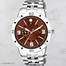 Boys And Mens Wristwatch Colour Silverbrown