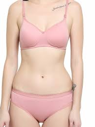 Lingerie Set Pack Of 1 Padded Bra Panty Set For Women Lingerie Set Light Pink Size 34