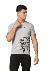 Inkkr Men Lion Printed T Shirt Pack Of 1 Grey Colour Size Xs