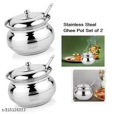 Stainless Steel Ghee Container Set Of 2