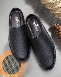 Shuan Synthetic Leather Casual Mules For Men Black Size 40