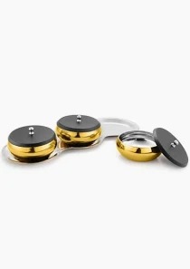 Fns Wave Rose Gold Stainless Steel Bowls With Lid And Tray Set Of 4