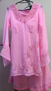 Bomzen Colset Embroidered Pink Georgette Kurta And Duptta Size L