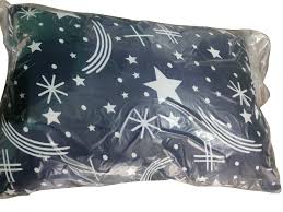 White Plain Blue Cotton Printed Pillow