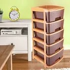 5 Tier Plastic Modular Drawer System For Multiple Brown Colour