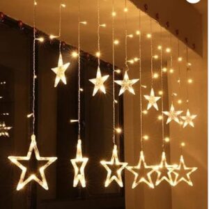 Quace 12 Stars Curtain String Lights Window Curtain Lights 8 Warm White Warm White