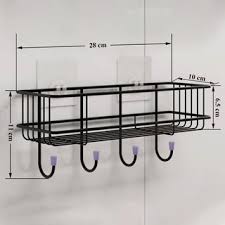 Steel Self Adhesive Bathroom Shelf With Hook