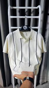 Cricket Polo T Shirt For Mens Boys White Black Stripes Size S