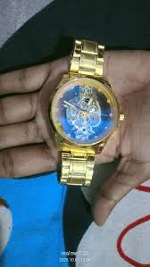 Odxo Luxury Skeleton Mechanical Style Look Watch Gold Tone Stainless Steel Band