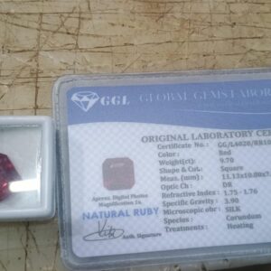 Ggl Red 10 . 25 Ct Natural Ruby Gemstone Red Color