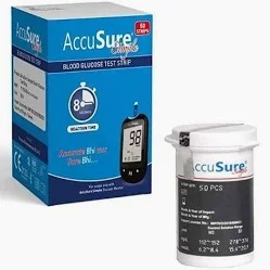 Accusure 50 Pcs Simple Blood Glucose Test Strips Set