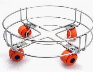Kitchenify Cylinder Trolley Stand Duty Stainless Steel Gas Stand Gas Cylinder Trolley Silver Orange