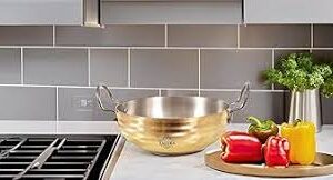 Taluka Heavyweight Pure Brass Kadai For Cooking 2 . 5 Litre Teflon Free Non Stick Handcrafted Kadhai 10X10X3 Inches
