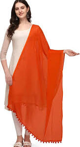 Vaidehi Ft Solid Color Chiffon Dupatta For Girls And Women Orange
