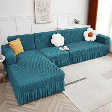 Blue Colour L Shape Sofa Cover Size Xxl