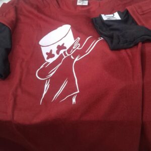 Mens Printed T Shirt Maroon Size M