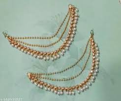 Classic Dangle Pearl Stone Ear Chain For Women