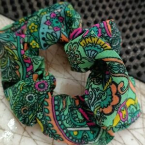 Green Fabric Hair Scrunchies For Women