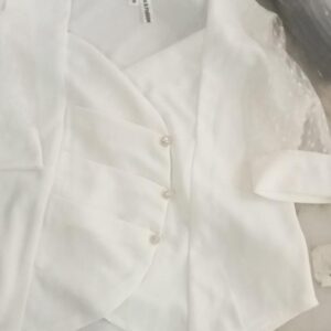 Off White Colour Top For Girl With Net Sleeves Size M