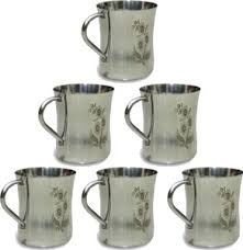 Stainless Steel Stainless Steel Tea Coffee Milk 100Ml Cup Pack Of 6