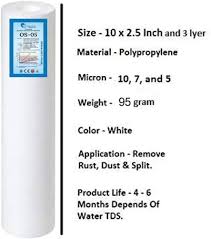 Ocean Star Technologies Filter Candle Pp Spun Cartridge Pre Filter 5 Micron Pre Filter 10 Pp Spun Ro Water Purifier In 9 Ltr To 25 Ltr Pcs 10 Inch Pack Of 1