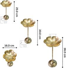 Design Taj Urli Bowl Set 3 Tea Light Candle Decor Decorative Showpiece 36 Cm Iron Gold Pack Of 3