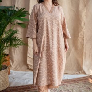 The Indian Ethnic Co Zesha Dabu Slub Cotton Embroidered Kurta Size L