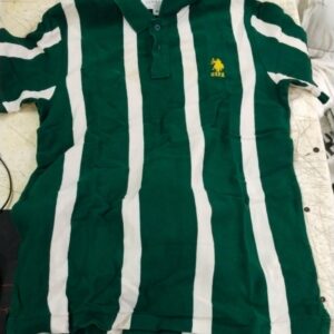 Uspa Men Green And White Colour Collar T Shirt Size M