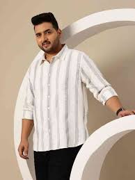 Sztori Men Classic Fit Spread Collar Vertical Striped Cotton Casual Shirt Size 4Xl