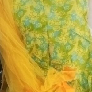 Green And Yellow Sleeveless Colour Kurti Duppat For Women Size 32