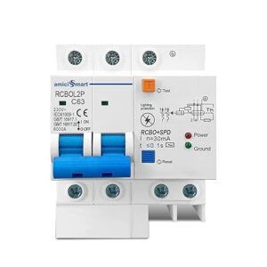 amiciSmart 63A Single Phase Circuit Breaker with LeakageLightning Protection