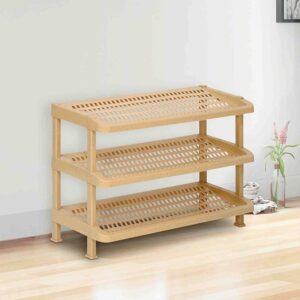 Nilkamal MULRACK3 Plastic Shoe Stand for Shoe Storage marble beige colour