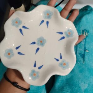 Private Lable Handmade Ceramic Coffee cup plate Blue Blossom Floral Pattern pack of 1