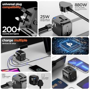Dubstep Voyager 25W Universal Travel Adapter black colour