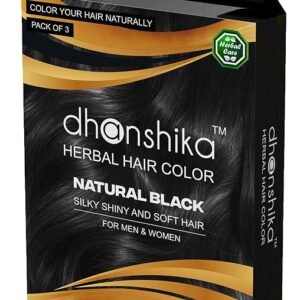 Dhanshika Natural Black Herbal Hair Color Silky Shiny and Soft Hair For Men Women pack of 3 15G