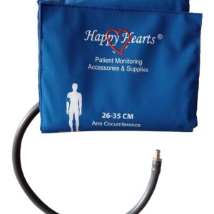 Happy Hearts Reusable NIBP Cuff Adult Single Tube Royal Blue 26 35cm PU