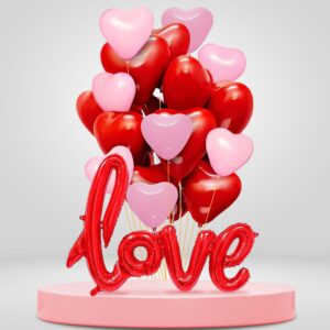 Party Propz Heart Foil Balloons for Valentine Decoration 21pcs