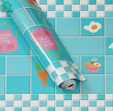Private Lable Kitchen SELF Adhesive Wallpaper for Living Room Bedroom wallpaper blue colour