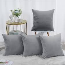 Private Lable Velvet Cushion Covers Set of 4 Grey COlour