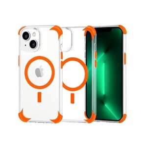 Private Lable MILLION CASES Mag Safe Smart Grip Case for iPhone 14 Plus Orange Transparent