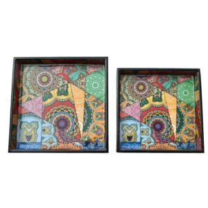 Private Lable Square Tray Set of 2 Neeldeco Wooden Decorative ProductTray