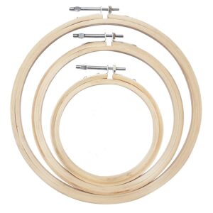 Private Lable Embroidery Accessories Wooden Hoop Ring pack of 3