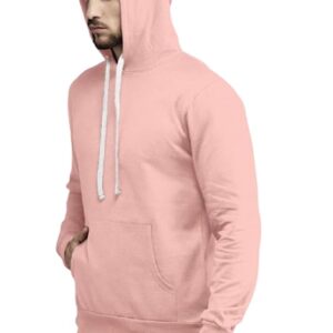 Private Lable Men s Full Sleeve Solid Reversible Hooded Sweatshirt Hoodie peach colour size M
