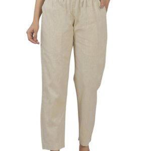 Qashida Womens Relax Fit Cotton Pant Grey Color Size L