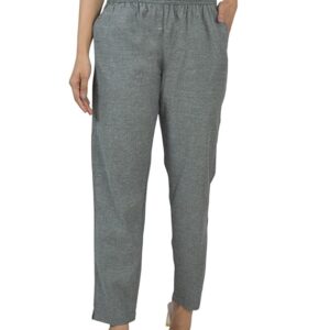 Qashida Women s Cotton Linen Pants Regular Fit Fully Elasticated 2 Side Pockets Size 30 L