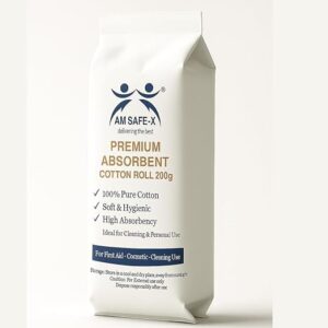 AM SAFE X Absorbent Pure Cotton Roll for Baby Care 200G Pack Of 34