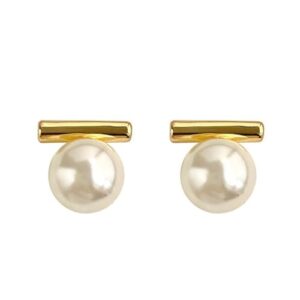 Estalio Gold Plated Pearl Earrings White Pearl