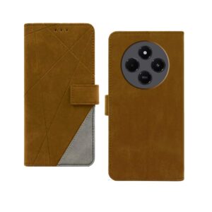 Private Lable Redmi A4 5G Flip Cover Card Pockets Wallet Stand brown and grey colour